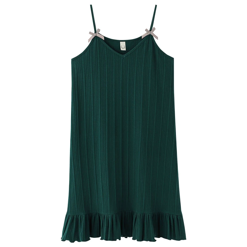 AIYIER Women Nightgowns Summer Solid Color Sexy Sleepwear Sleeveless Sling Night Wear Female Dress Girls Cotton Nightdress M-3XL