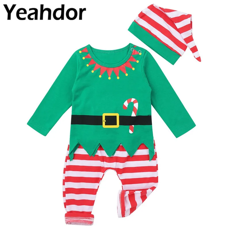 3 предмета рождественские наряды для новорожденных мальчиков и девочек топы с