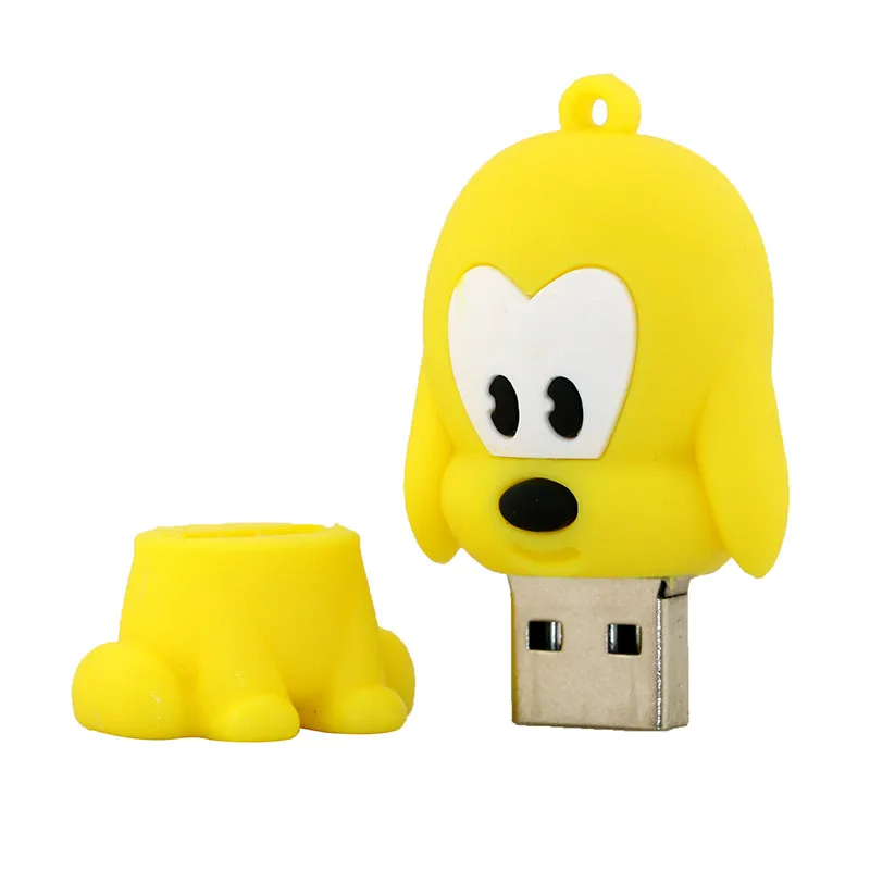 USB флеш-накопитель с животным бульдогом, флеш-накопитель с мультяшным питомцем, USB карта памяти для хранения 4 ГБ 8 ГБ 16 ГБ 128 ГБ, мини-флешка с желтой собакой, подарки