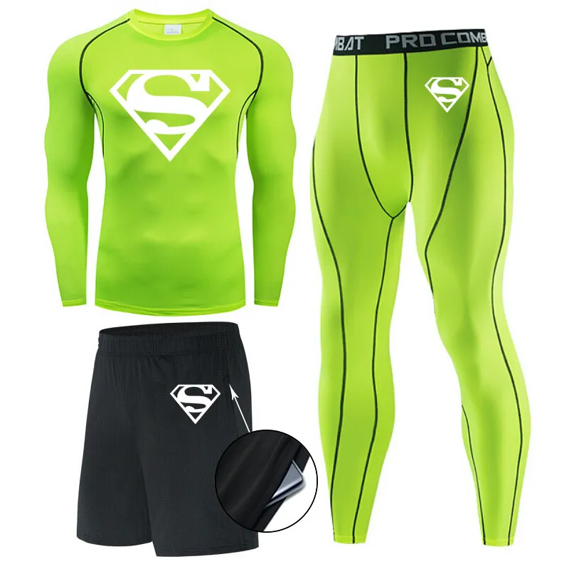 

Men Sports Underwear Suit Gym Fitness Compression Clothes Running Jogging Clothing Sportwear Exercise Workout Rashguard Tights