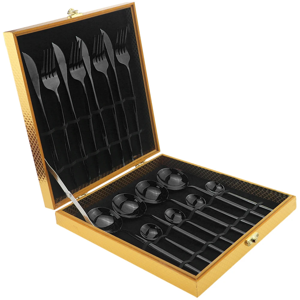 16pcs Colorful Luxury Rainbow Dinnerware Set Knife Fork Spoon Gold Cutlery 304 Stainless Steel Tableware With Gift Box | Дом и сад