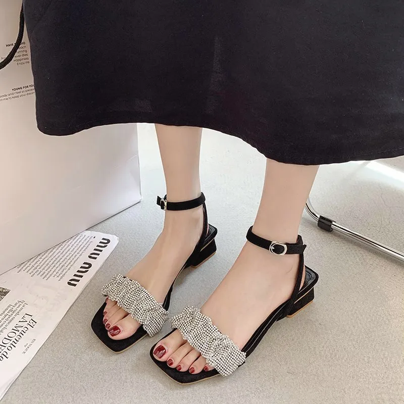 

Clear Heels Beige Heeled Sandals Espadrilles Platform 2021 Women's All-Match Female Shoe Buckle Strap Med Black High New Girls M