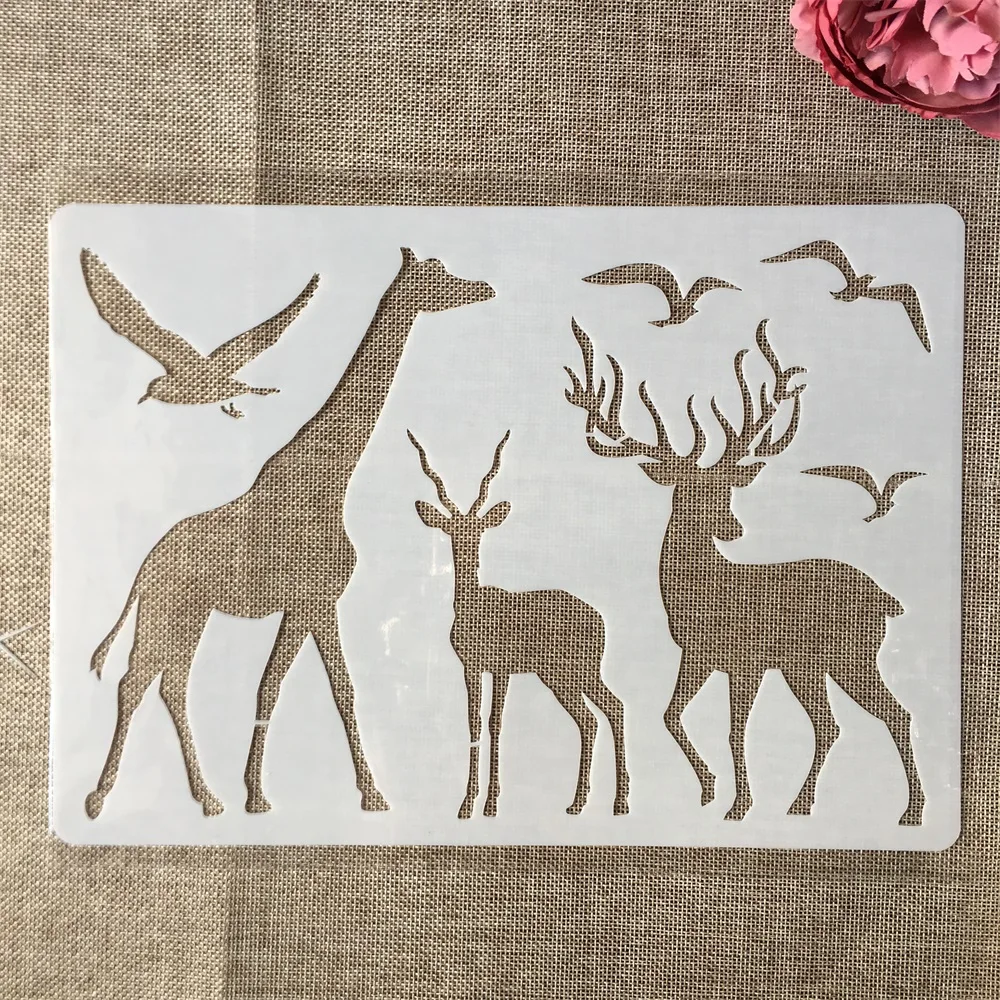 

A4 29cm Animals Deer Giraffe DIY Layering Stencils Painting Scrapbook Coloring Embossing Album Decorative Paper Template