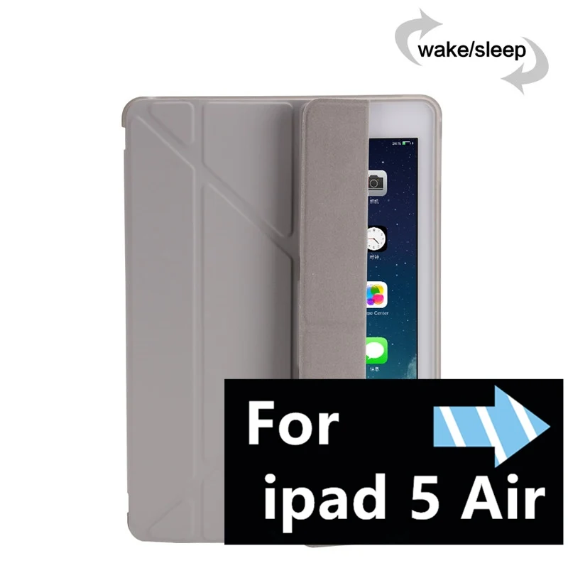 Умный для нового ipad 9,7 / флип-чехол с подставкой для ipad 5 Air ipad mini 1/2/3/мягкий ТПУ задний кожаный чехол подставка для планшета чехол - Цвет: 5 Grey