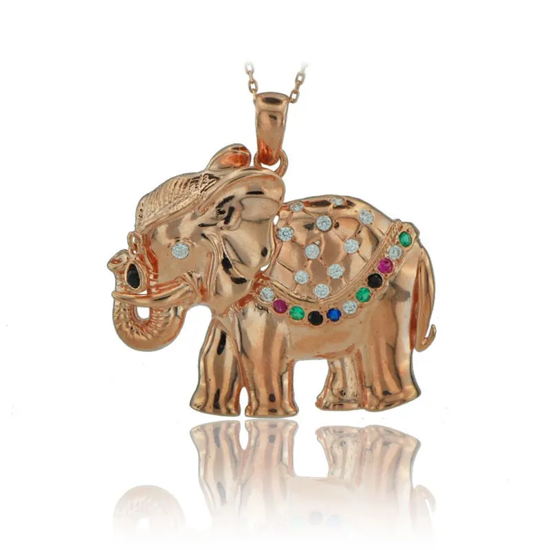 

Colorful Elephant Necklace 925 Sterling Silver