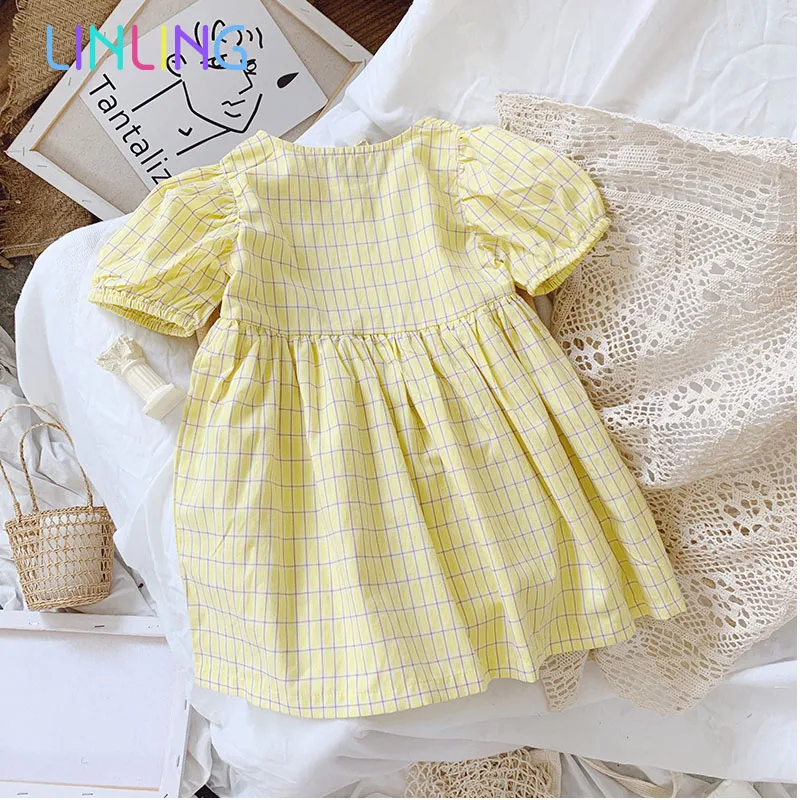 Летнее платье для девочек хлопковое принцессы с коротким рукавом | Детская