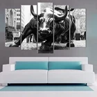 5 шт. картины на холсте принты Нью Йорк Landmark зарядки Уолл-стрит быка Картины большой животного спандекса стены Плакаты изображение