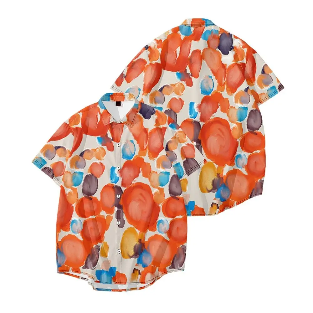 

Рубашка мужская с коротким рукавом, Повседневная пляжная с принтом, с отложным воротником, гавайская пляжная одежда в стиле Харадзюку, улич...