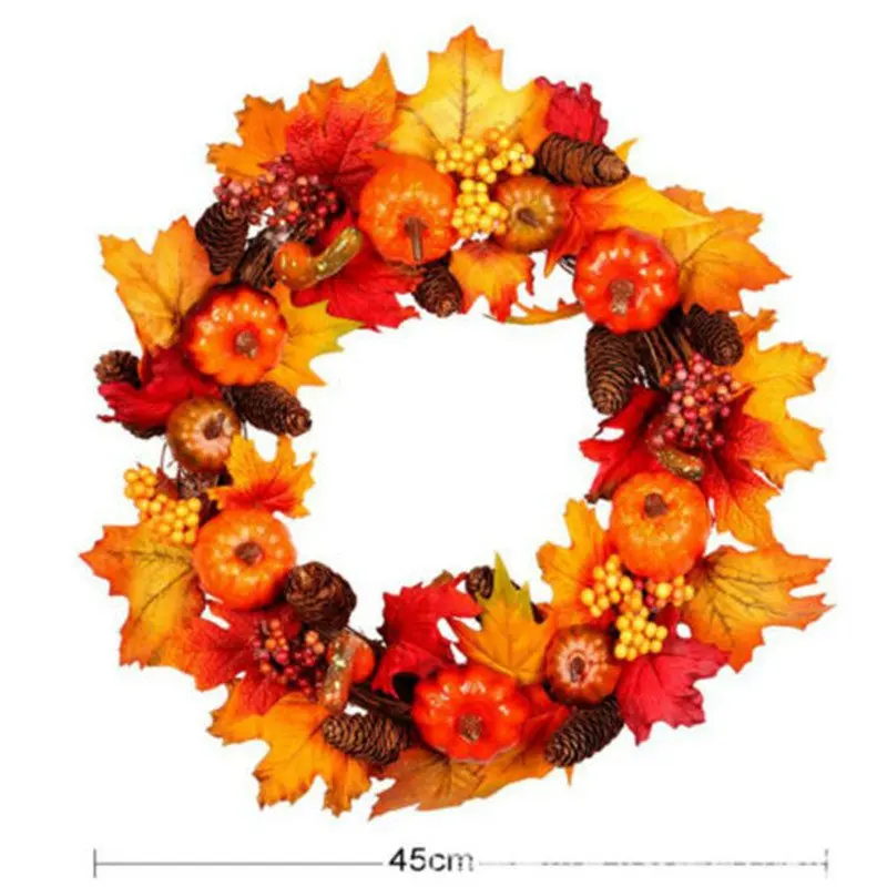 

Door Home Decor Halloween Pumpkin Berry Maple Leaf Autumn Thanksgiving Wreath