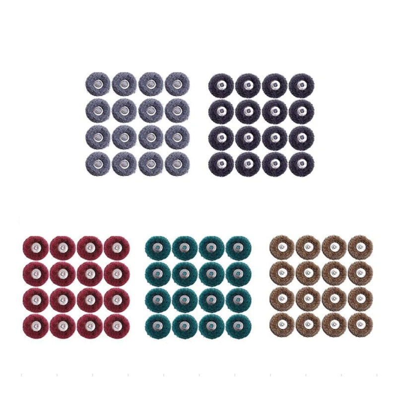 

80Pcs Brush Scouring Pad Abrasive Wheel Nylon Fiber Grinding Sanding Head Buffing Polishing Wheel 25mm Set