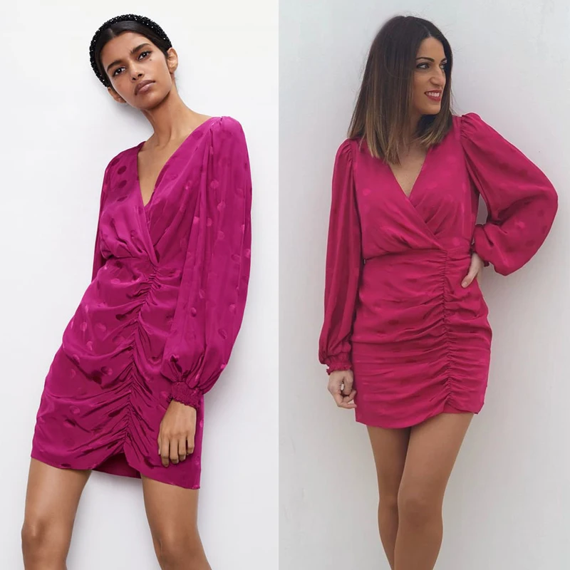 Новинка 2020 модное винтажное драпированное платье в горошек модная повседневная