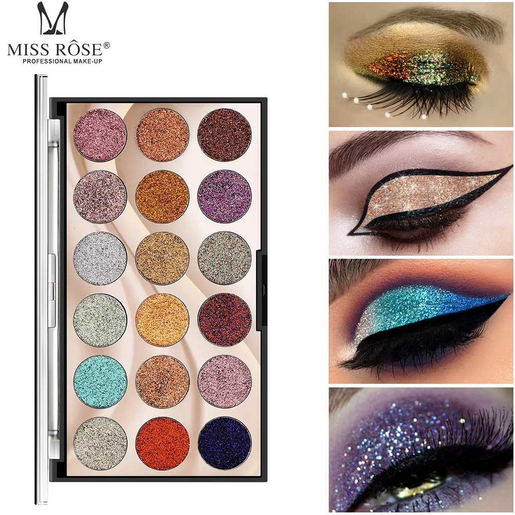 

MISS ROSE 18 Color Eyeshadow Galaxy Palette Glitter Shimmer Eye Shadow Golden Metallic Profesional Sequins Pallete New Cosmetic
