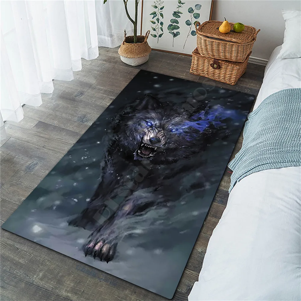 Ковер с 3D-принтом Galaxy Wolf не скользящий для гостиной спальни 03 | Дом и сад