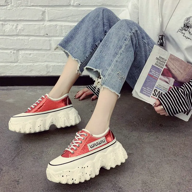 

Luxury Designer Female Height Increasing Casual Vulcanize Shoes Fashion Sneakers Women Platform Chunky Sneakers A63-28 JY