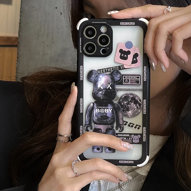 new vintage van protect phone case iphone 11 12 pro max 13 xr x xs 7 8 plus teddy bear anime anti drop mini camera cover celular free global shipping
