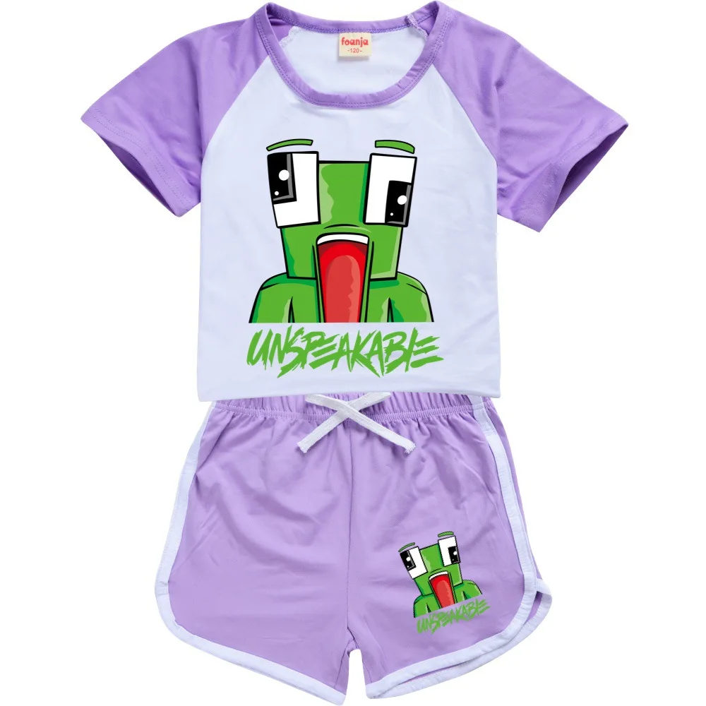 

20212 Girls Boys Summer Clothing Set UNSPEAKABLE Kids Sports T shirt+Pants 2-piece set Baby Clothing Comfortable outfits Pyjamas