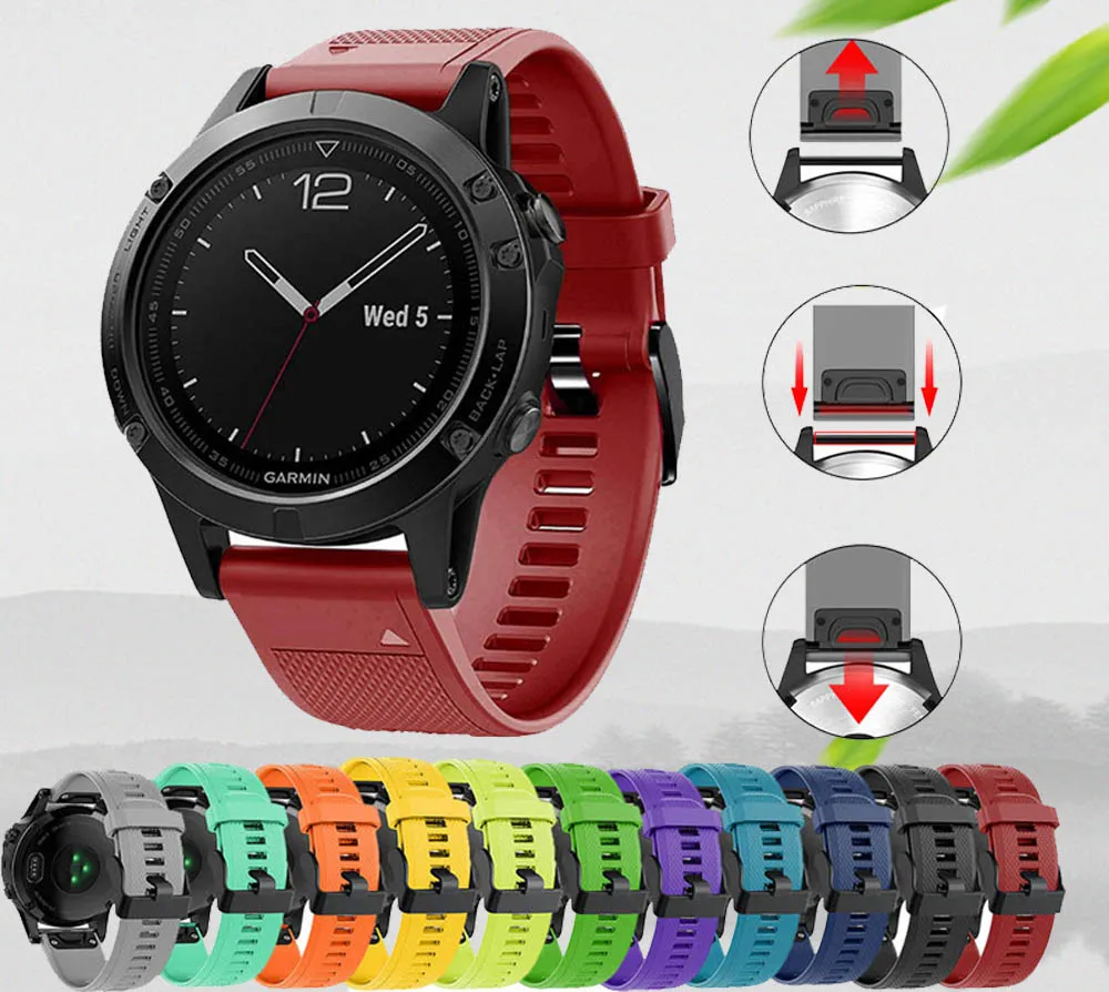 Ремешок для часов 26 22 20 мм Garmin Fenix 6X 6S 6 Pro 5 5X 3 HR S60 Plus быстросъемный силиконовый