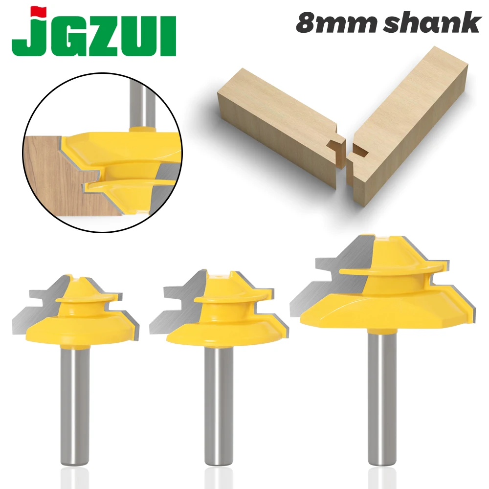 3Pc 8MM 45 Degree Lock Miter Router Bit Tenon Milling Cutter Woodworking Tool For Wood Tools