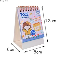 1pc 2022 cute creative mini desk calendar decoration stationery school supplies little girl and pet coil solid color calendar