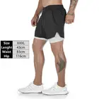Двухслойные шорты для бега, мужские шорты 2 в 1, спортивные штаны для фитнеса со встроенным карманом, быстросохнущие пляжные шорты, повседневные мужские спортивные штаны