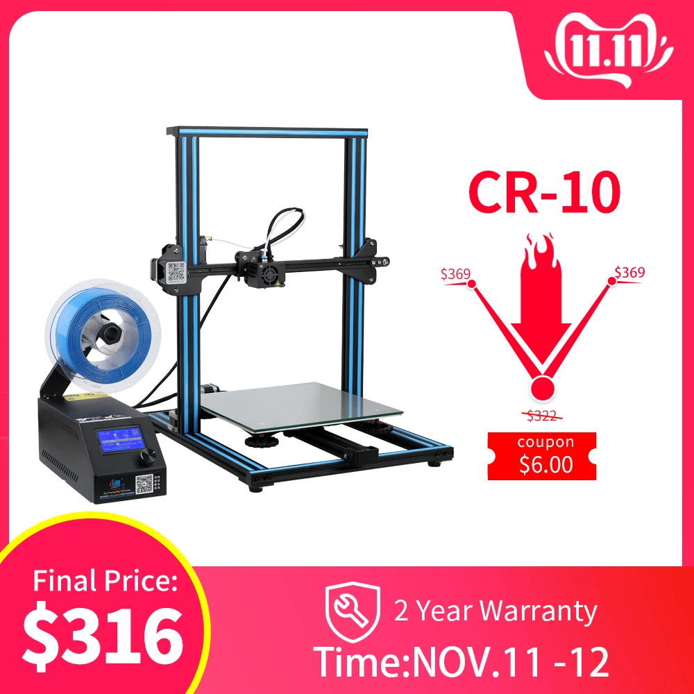 CR-10s 3d принтер DIY комплект двойной стержень, большой размер печати, нити мониторинга сигнализации, продолжительная печать I3 принтер 3D Creality 3D