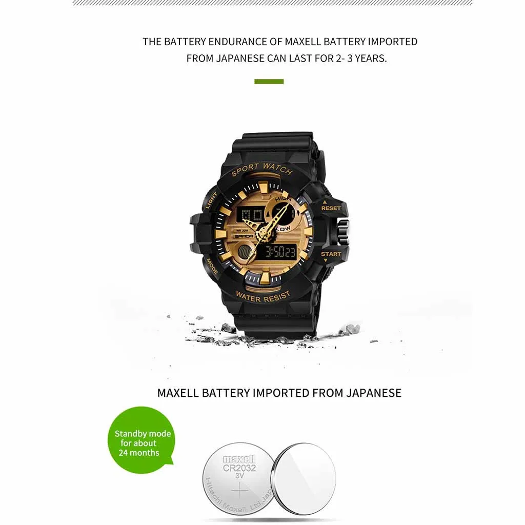 

Fashion Cool Men Waterproof Dual Display Analog Digital LED Electronic Military Outdoor Sports Car Wrist Watches Best Kid Gift S