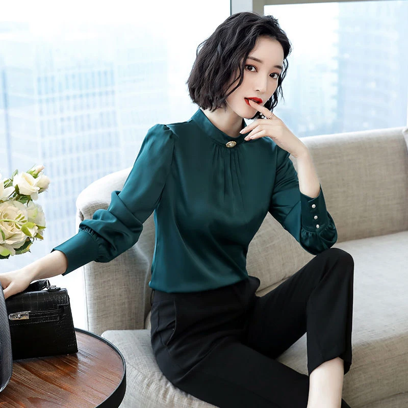 Женские весенне-осенние стильные шифоновые Блузки Рубашки повседневные блузы с