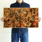 Постер из крафт-бумаги с японскими классическими персонажами аниме, 70x40 см