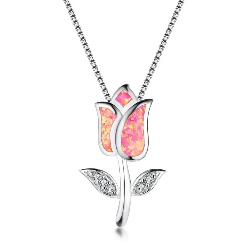 Женское колье с подвеской в виде цветка розы ожерелье кулоном из циркония чокер