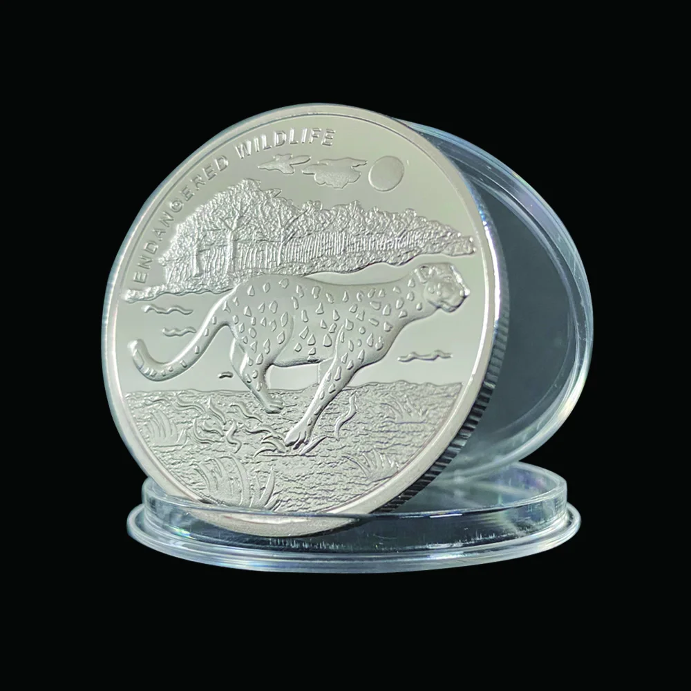 Source of wholesale procurement sales volume ranking African Congo Endangered Wildlife Leopard Silver Coin Challenge Collectibles For Business Gifts Good brand