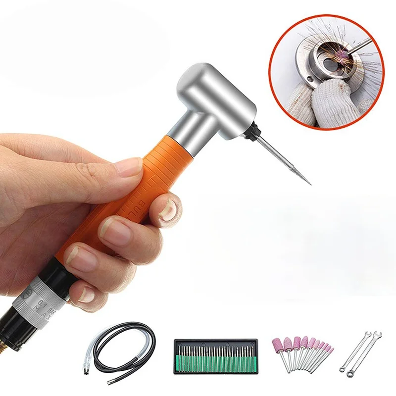 90 Degree 3mm Pneumatic Angle Air Micro Die Grinder Pencil Style Polisher Tool Carving Machine Polished Accessories Kit