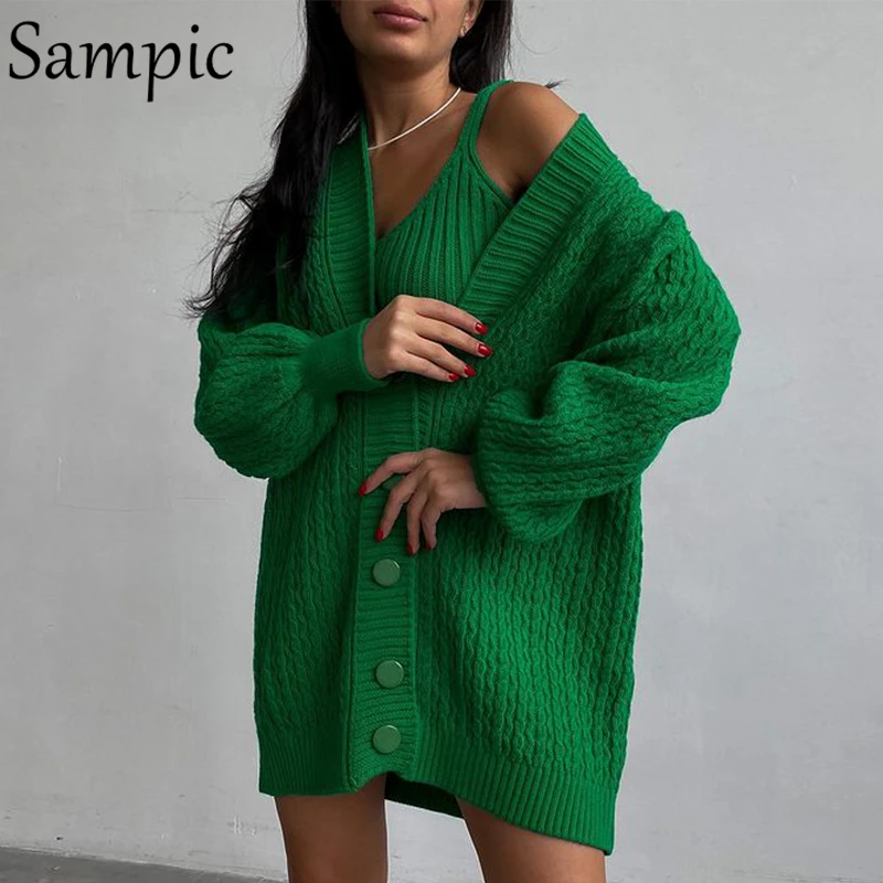 Женское трикотажное платье-кардиган с V-образным вырезом и длинным рукавом |