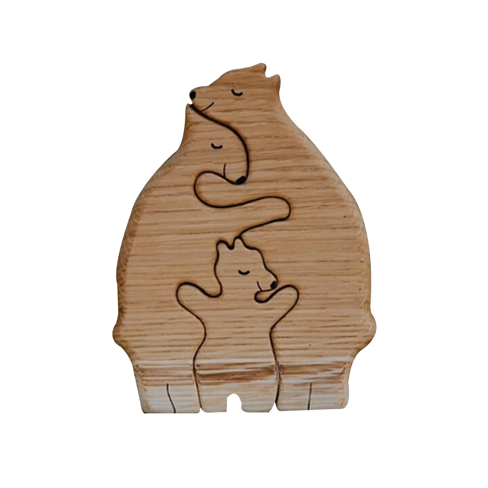 

Cute Animal Family Mother's Day Gift Wooden Statue Desktop Ornament Home Office Decoration HFing