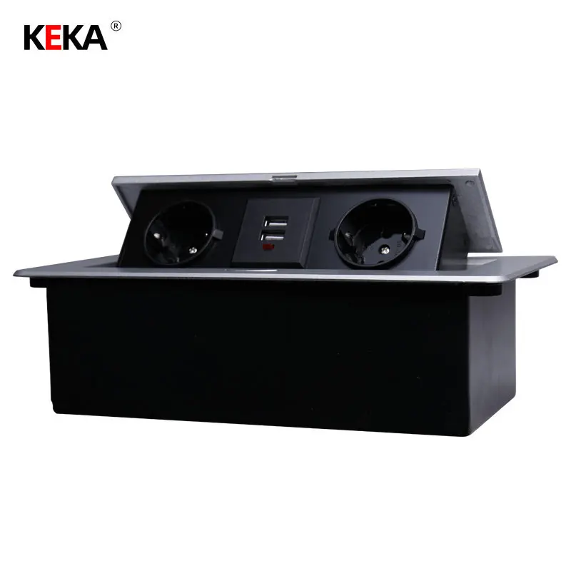 Новая настольная розетка KEKA стандарта ЕС выдвижная из алюминиевого сплава