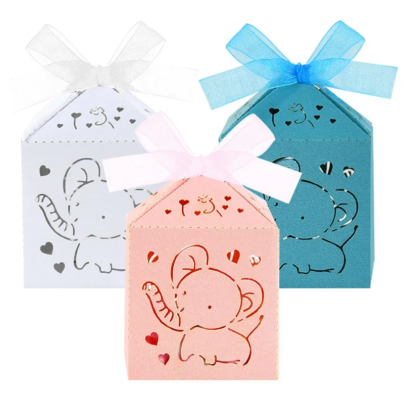 

10pcs Cartoon Elephant Paper Gift Boxes Candy Cookie Chocolate Packaging Bag Wedding Valentines Day Birthday Party Supplies Box