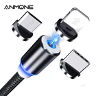 Магнитный кабель ANMONE Micro USB, 3 в 1, для iPhone, Huawei, Samsung, XiaoMi