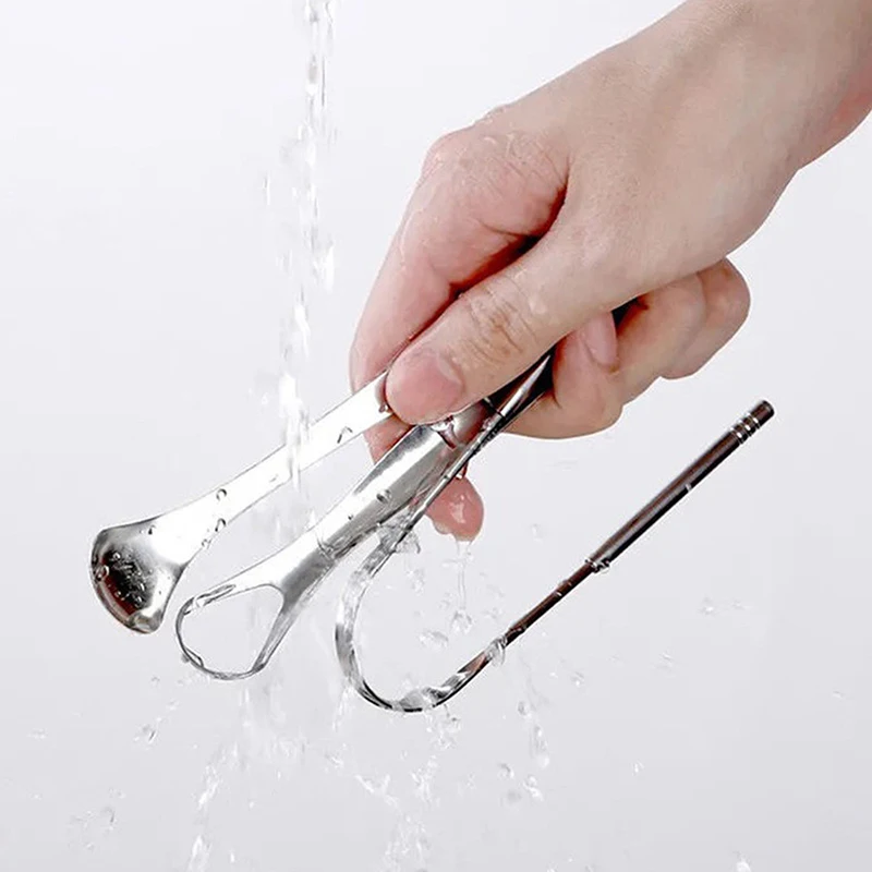 

3pcs Stainless steel tongue cleaner metal tongue scraper oral care tool brush