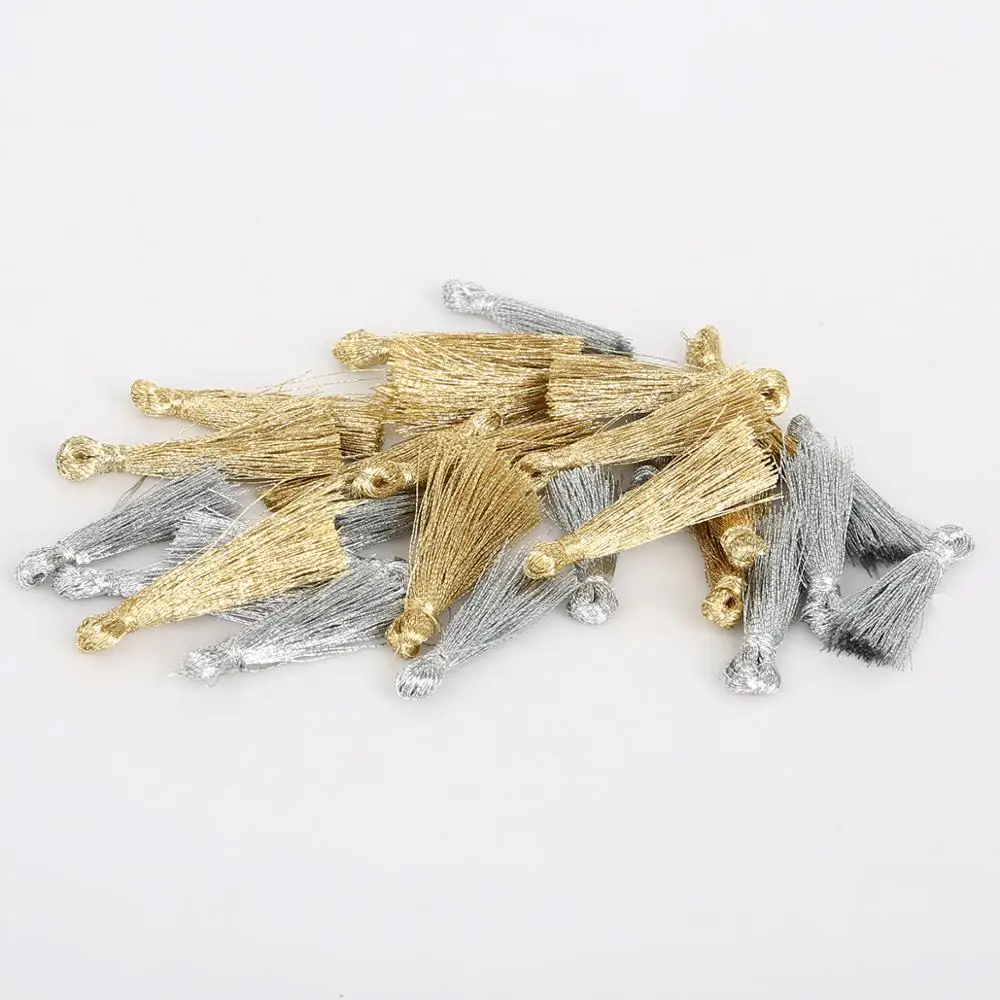 10 шт. 25 мм золотые и серебряные смешанные металлические нитки кисточки Diy