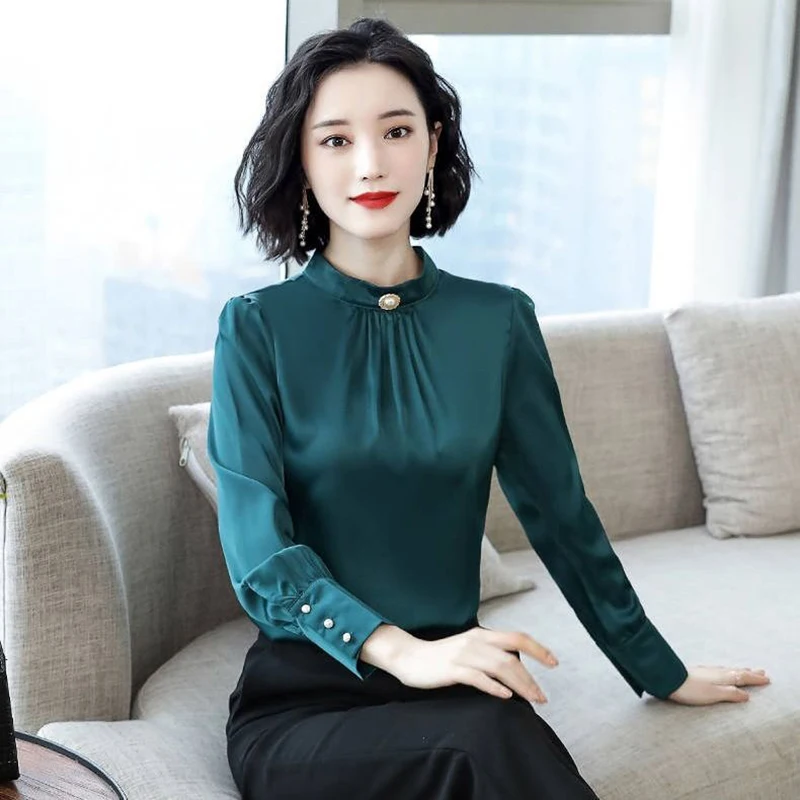 Женские весенне-осенние стильные шифоновые Блузки Рубашки повседневные блузы с