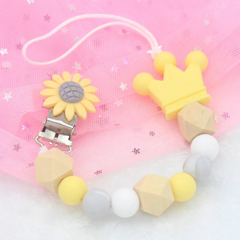 Yellow 1 шт. клипсы для соски цветок DIY пустышка цепь с силиконовыми бусинами металлический держатель для кормления младенцев прорезывание зубов игрушки пустышки зажимы - Цвет: Yellow