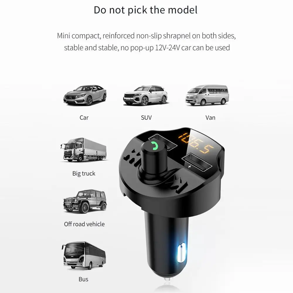 Автомобильный комплект 12-24 В Bluetooth 5 0 mp3-плеер fm-передатчик с USB зарядным