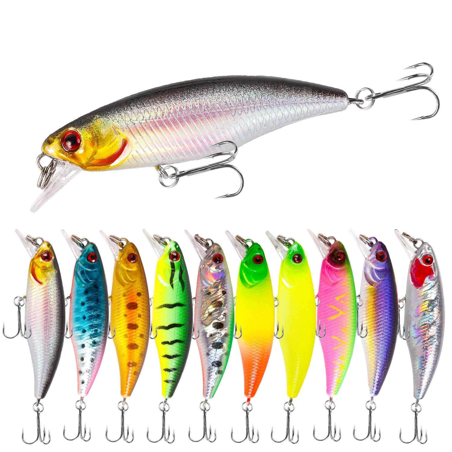 

1Pcs Minnow Fishing Lures Wobblers 55mm 4.5g Slowly Sinking Bass Mini Hard Bait Crankbait Japan Pike Trout Fishing tackle