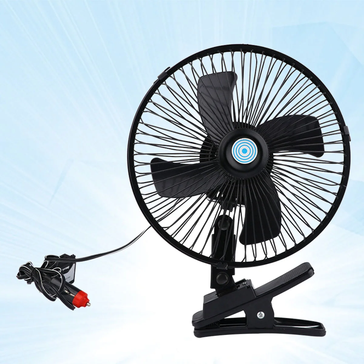 Household car utility tool 6-inch 12V car low-noise air conditioner adjustable car fan (black)