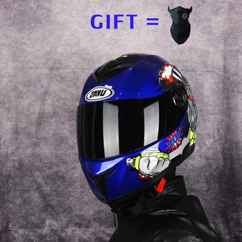 Мотоциклетный шлем на все лицо защитный из АБС-пластика с двойными стеклами для