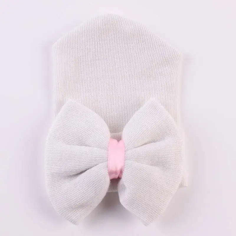 

Newborn Baby Girls Striped Headband Headwear Toddler Soft Beanie Hat With Bow