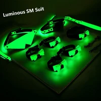 2021 new high quality sexy luminous leather bdsm kits sex bondage set handcuffs sex games whip gag eye mask sex toys for couples