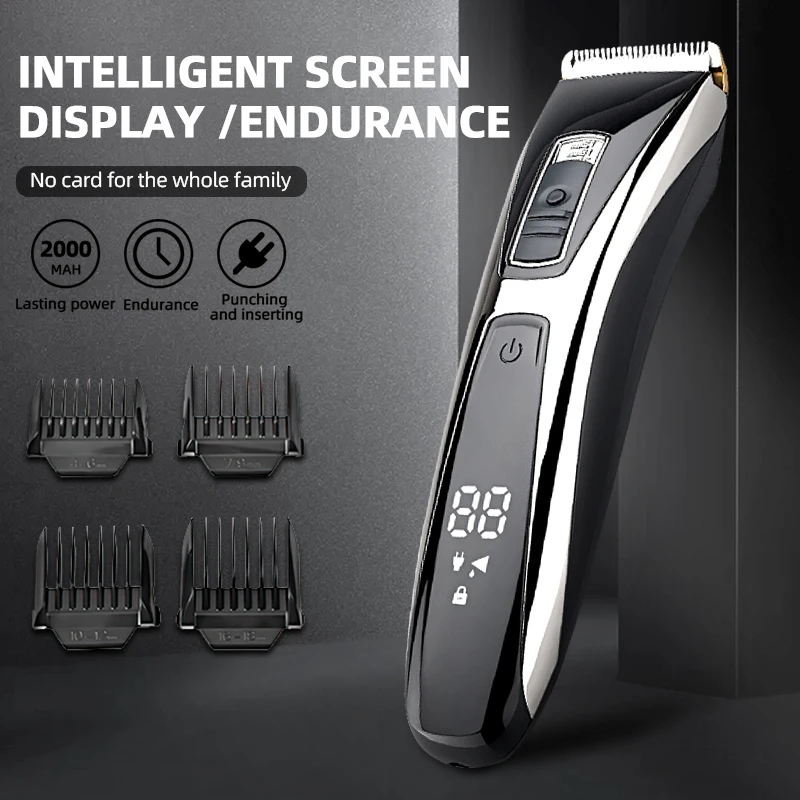 Триммер для волос с керамическим лезвием светодиодный электрический клипер