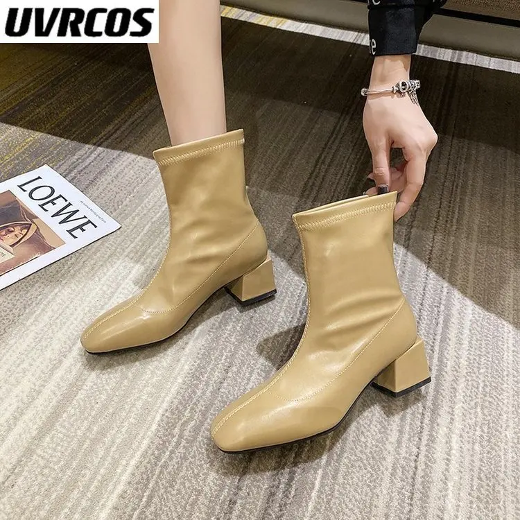 

Женские замшевые ботинки на молнии, с квадратным носком