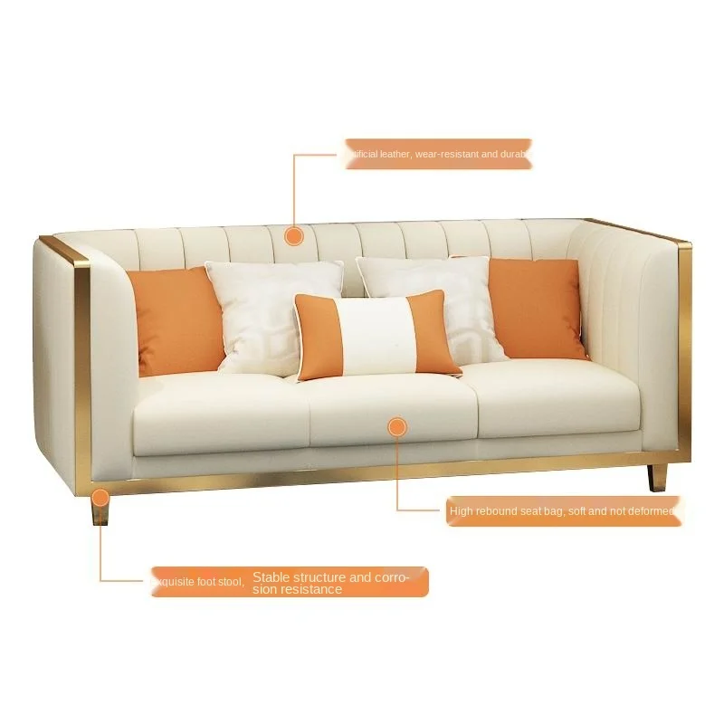 Постмодернизированный роскошный легкий диван из светильник стали угловой