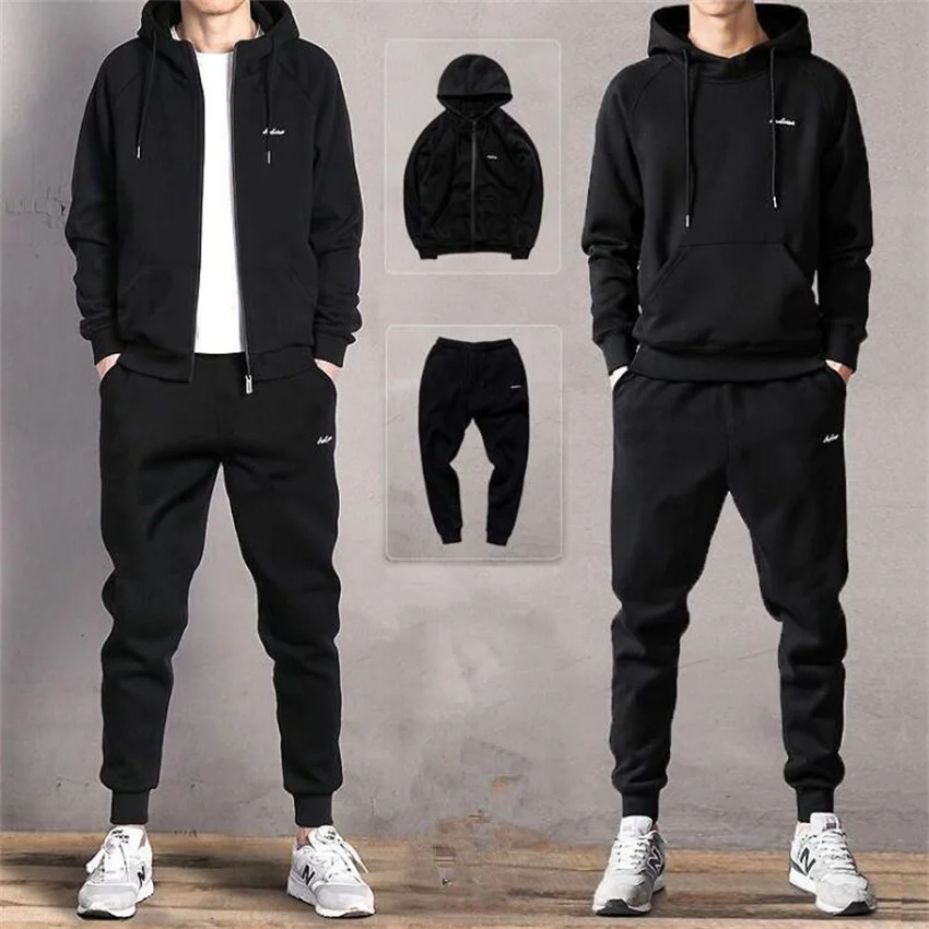 

Europe and the United States new men's autumn winter casual suit pullover hooded cardigan hoodie loose long sleeve coat men's su